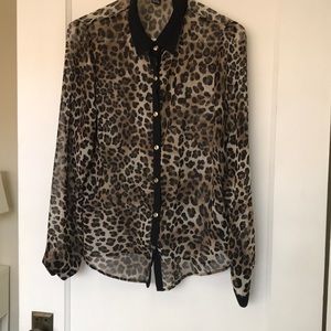 See through cheetah button down